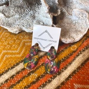 Vintage double layered watercolor tie dye earrings